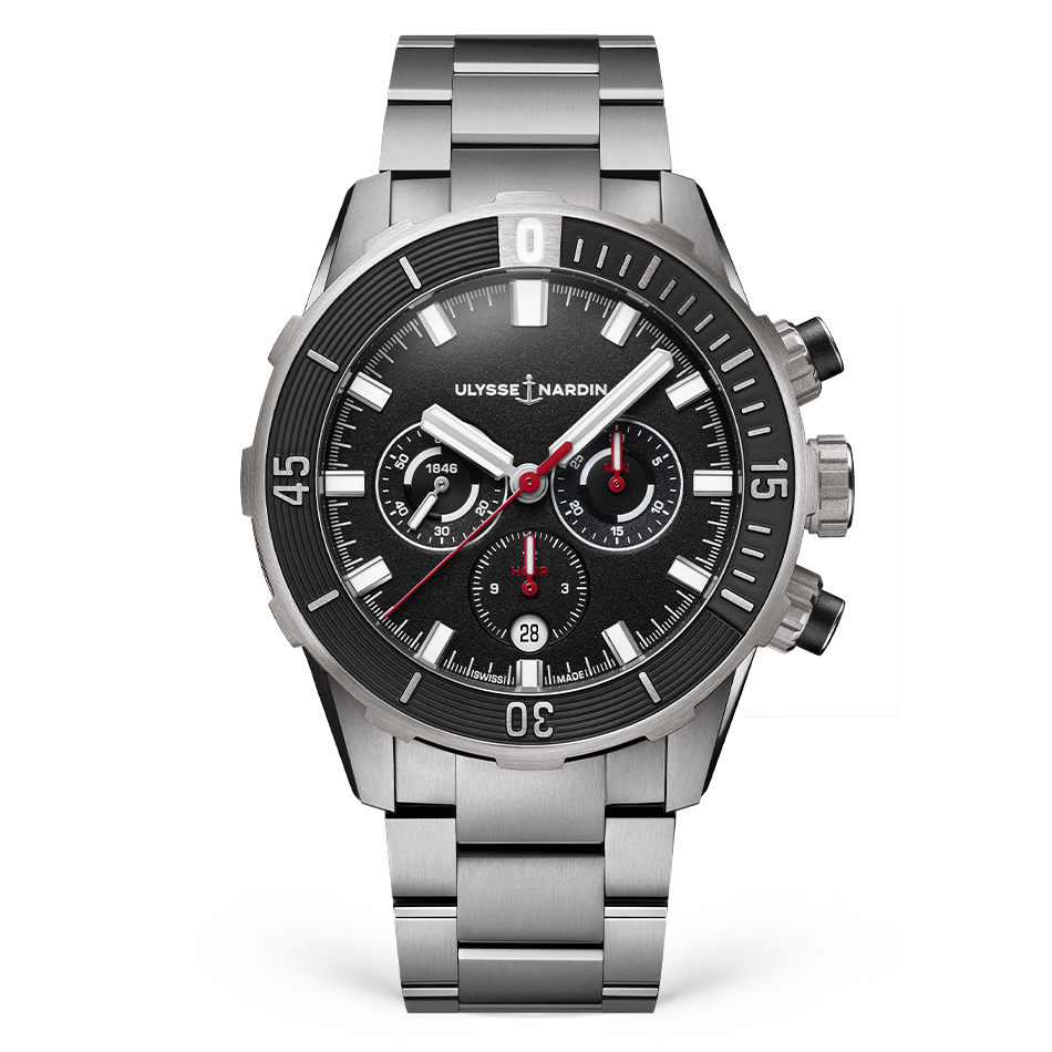 Ulysse Nardin Diver Chronograph 44 mm Black Dial Titanium Bracelet 1503-170-7M/92 - WATCHXNYC