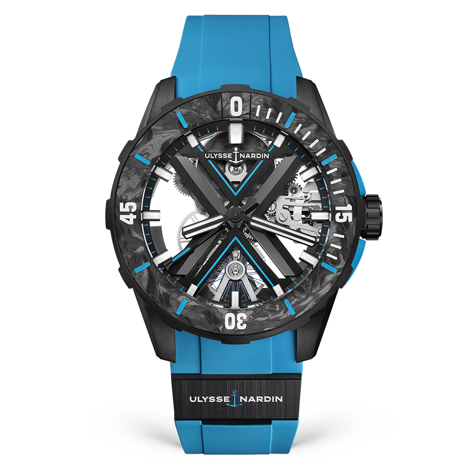 Ulysse Nardin Diver X Skeleton Azure 44 mm Silver Dial Titanium Rubber Strap 3723-170-2B/3A - WATCHXNYC