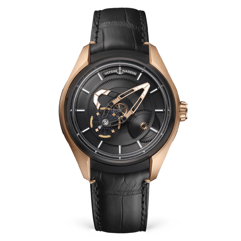 Ulysse Nardin Freak X 43 mm Black Dial 18k Rose Gold Leather Strap 2305-270/02 - WATCHXNYC