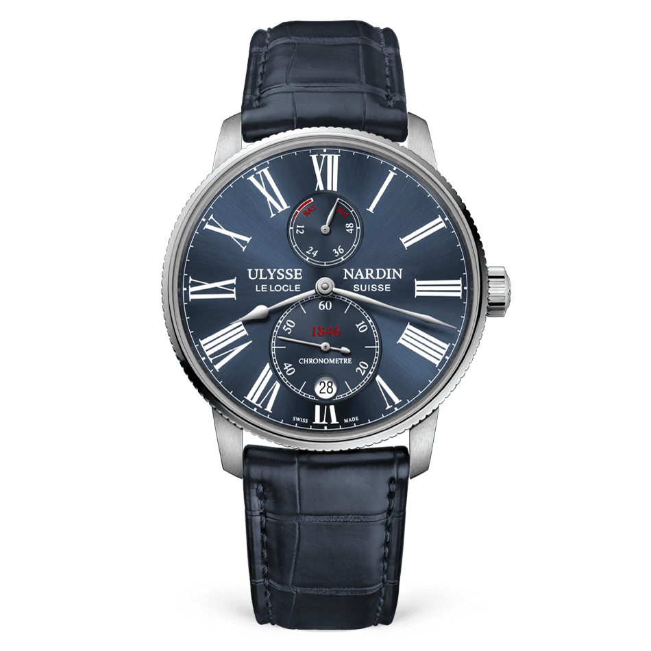 Ulysse Nardin Marine Torpilleur 42 mm Blue Dial Stainless Steel Leather Strap 1183-310/43 - WATCHXNYC
