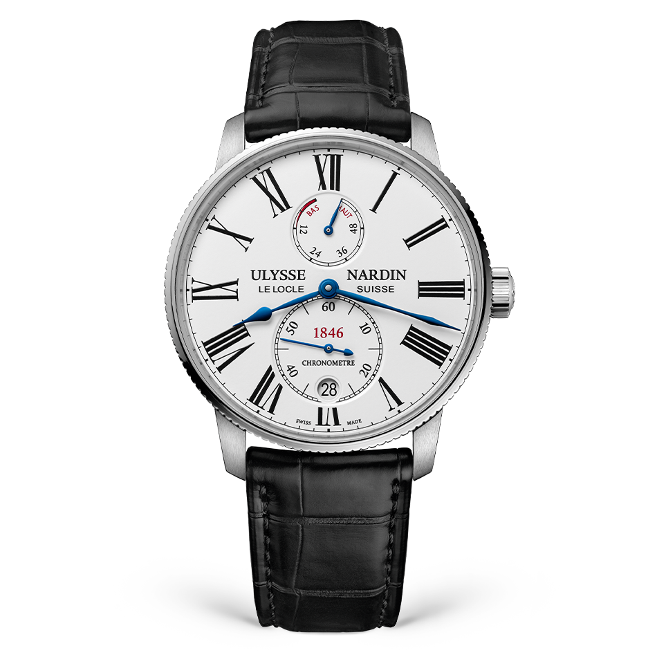 Ulysse Nardin Marine Torpilleur 42 mm Silver Dial Stainless Steel Leather Strap 1183-310/40 - WATCHXNYC