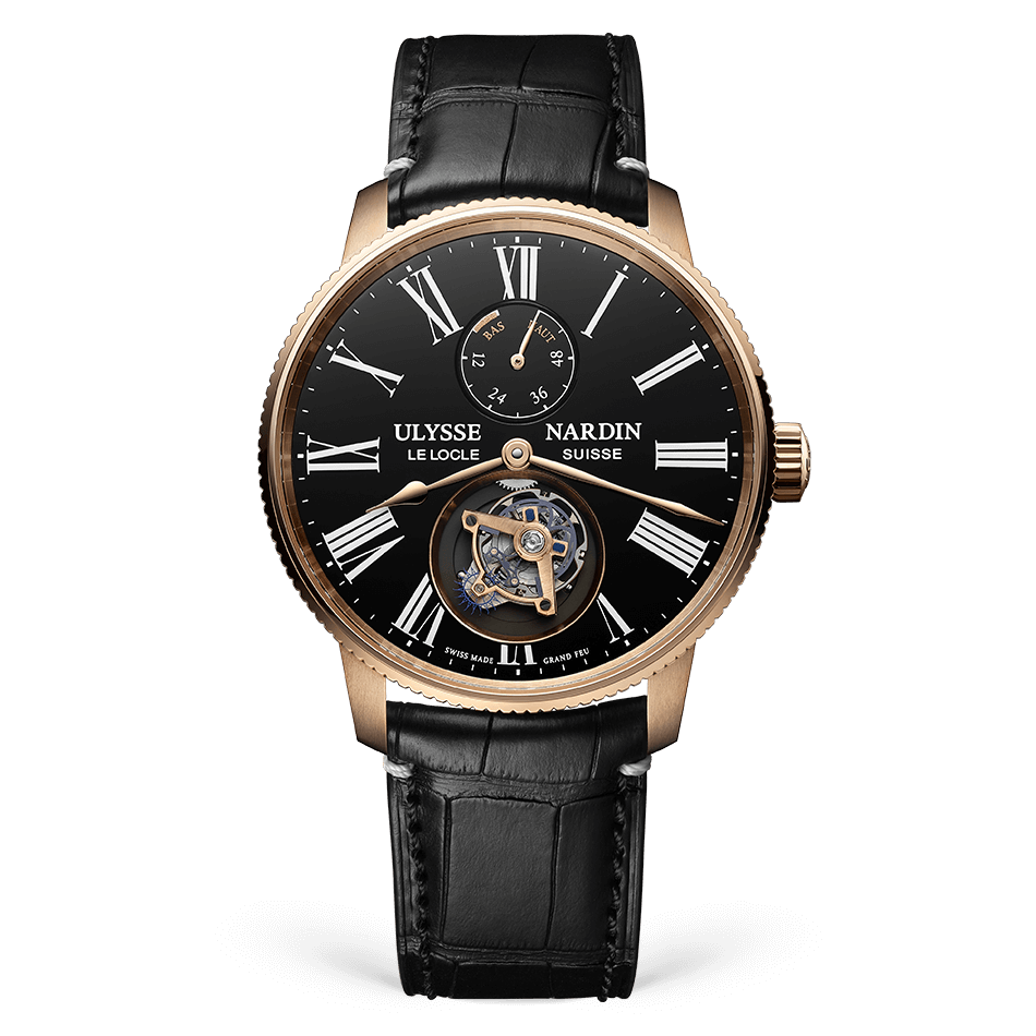 Ulysse Nardin Torpilleur Tourbillon 42 mm Black Dial 18k Rose Gold Leather Strap 1282-310LE-2AE-175/1A - WATCHXNYC