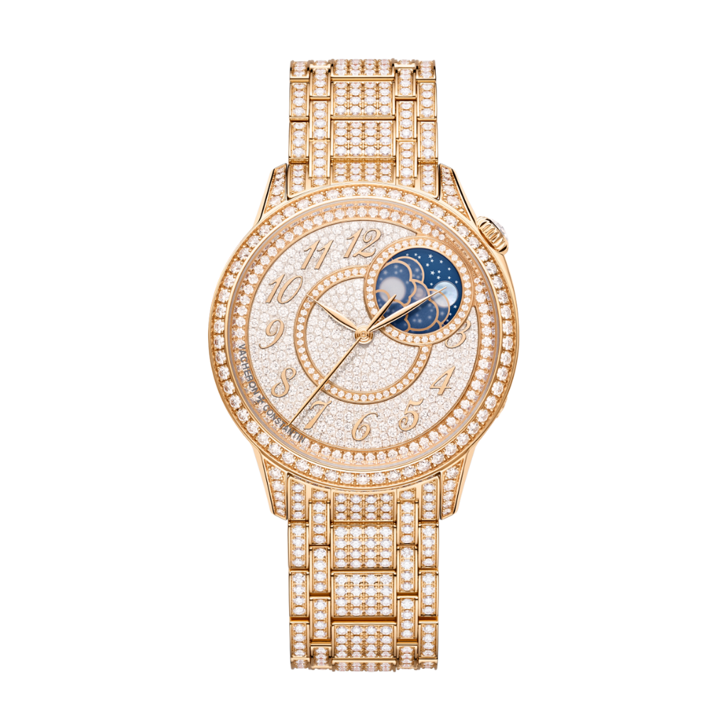 Vacheron Constantin Égérie moon phase jewellery 37 mm Diamond Paved Dial 18K Pink Gold Bracelet 8016F/127R-B977 - WATCHXNYC