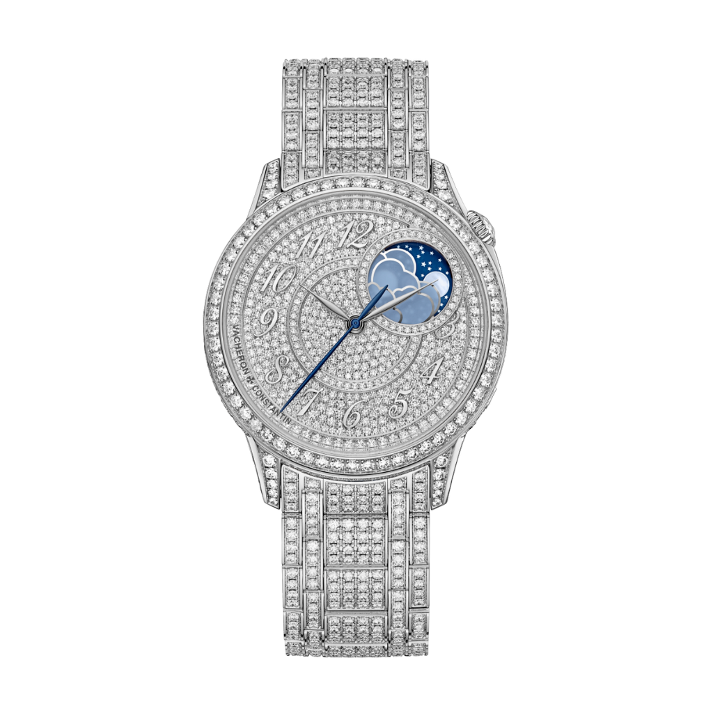 Vacheron Constantin Égérie moon phase jewellery 37 mm Diamond Paved Dial White Gold Bracelet 8016F/127G-B499 - WATCHXNYC
