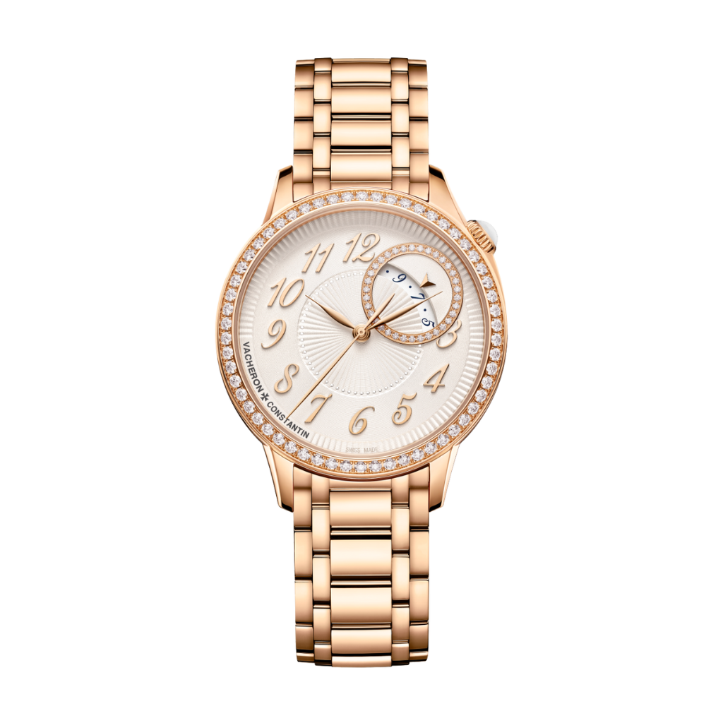 Vacheron Constantin Égérie self-winding 35 mm Beige Dial with Diamonds 18K Pink Gold Bracelet 4605F/110R-B496 - WATCHXNYC