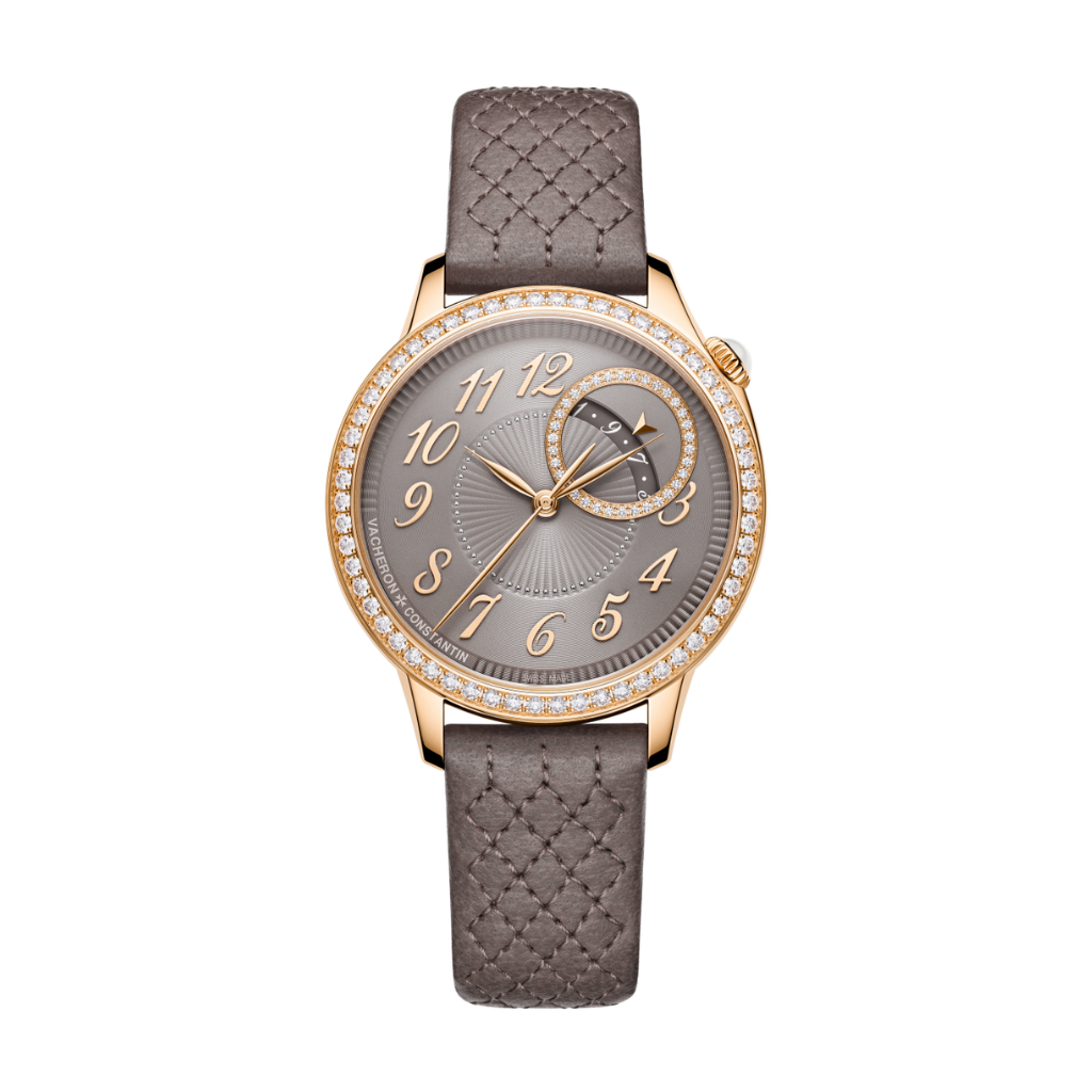 Vacheron Constantin Égérie self-winding 35 mm Grey Dial with Diamonds 18K Pink Gold Lambskin Leather Strap 4605F/000R-B957 - WATCHXNYC