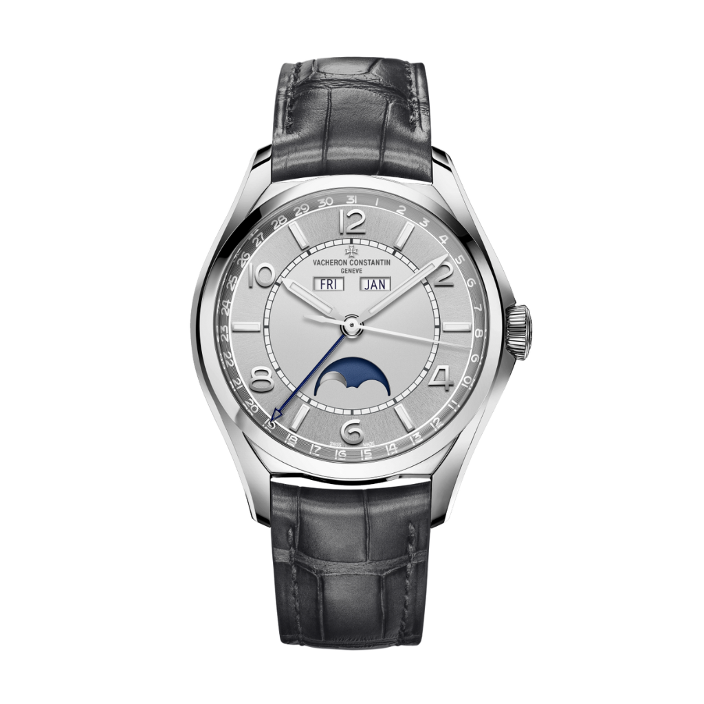 Vacheron Constantin Fiftysix complete calendar 40 mm Silver Dial Stainless Steel   Leather Strap 4000E/000A-B439 - WATCHXNYC