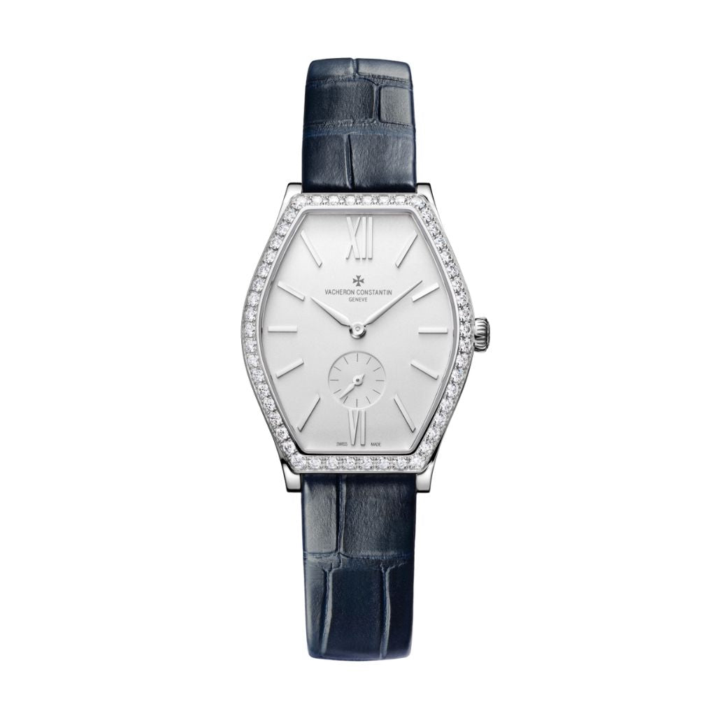 Vacheron Constantin Malte manual-winding 34.4x28.4 mm Silver Dial with Diamonds White Gold   Leather Strap 81515/000G-9891 - WATCHXNYC