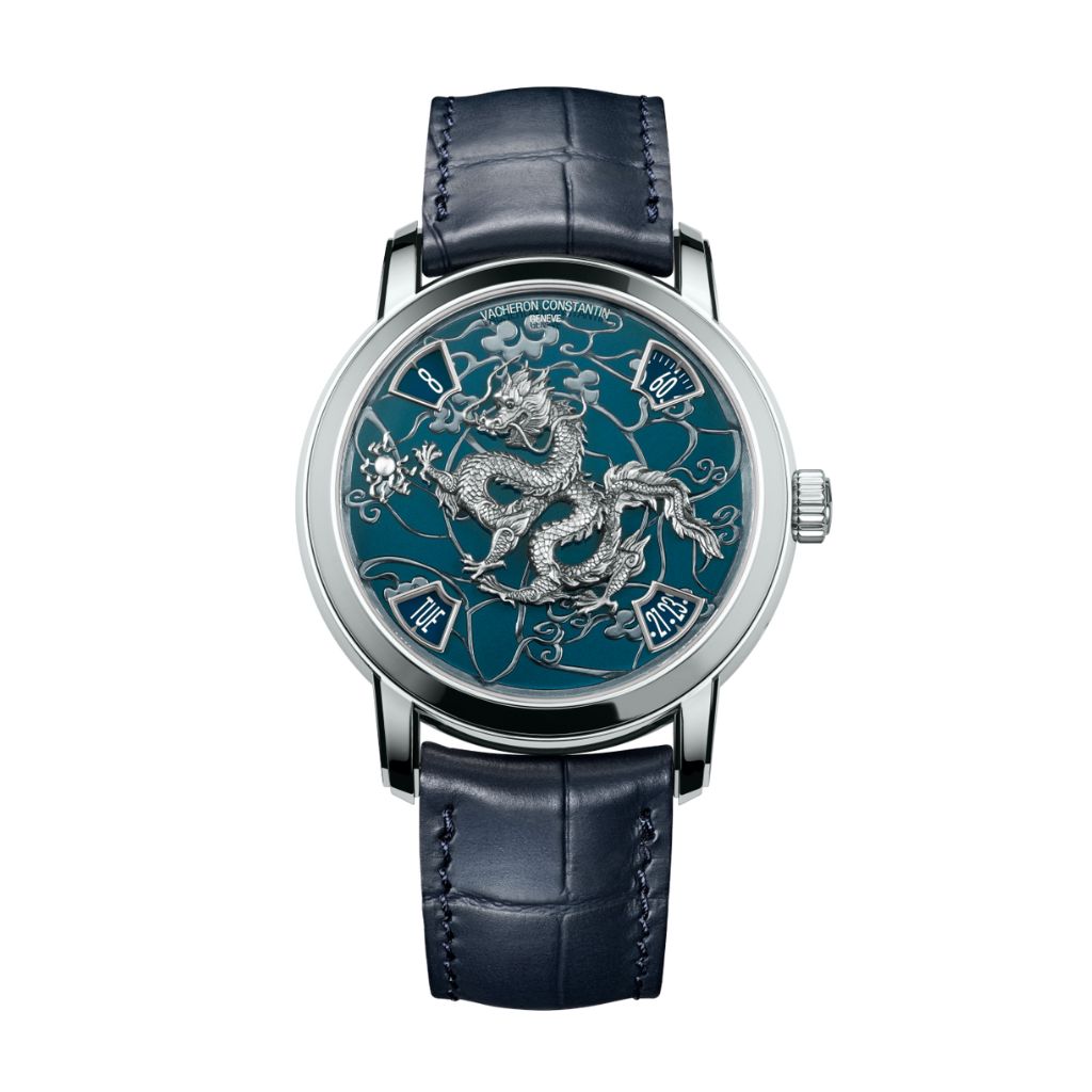 Vacheron Constantin Métiers d'Art The legend of the Chinese Zodiac - year of the dragon 40 mm Blue Dial Platinum   Leather Strap 86073/000P-B982 - WATCHXNYC