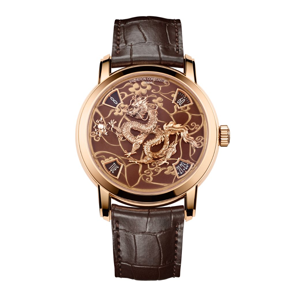 Vacheron Constantin Métiers d'Art The legend of the Chinese Zodiac - year of the dragon 40 mm Brown Dial 18K Pink Gold   Leather Strap 86073/000R-B983 - WATCHXNYC