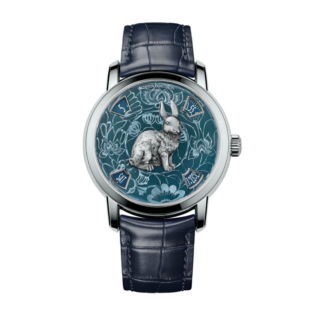 Vacheron Constantin Métiers d'Art The legend of the Chinese Zodiac - year of the rabbit 40 mm Blue Dial Platinum   Leather Strap 86073/000P-B932 - WATCHXNYC