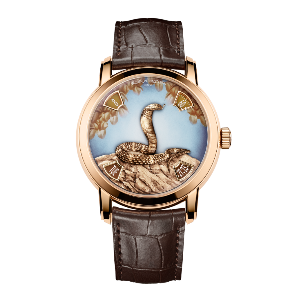Vacheron Constantin Métiers d'Art The legend of the Chinese zodiac - year of the snake 40 mm Brown Dial 18K Pink Gold   Leather Strap 86073/000R-H034 - WATCHXNYC