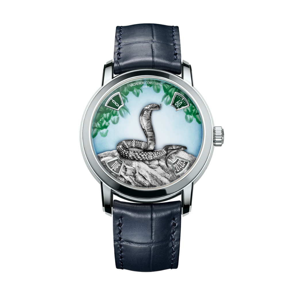 Vacheron Constantin Métiers d'Art The legend of the Chinese zodiac - year of the snake 40 mm Sky Blue Dial Platinum   Leather Strap 86073/000P-H033 - WATCHXNYC