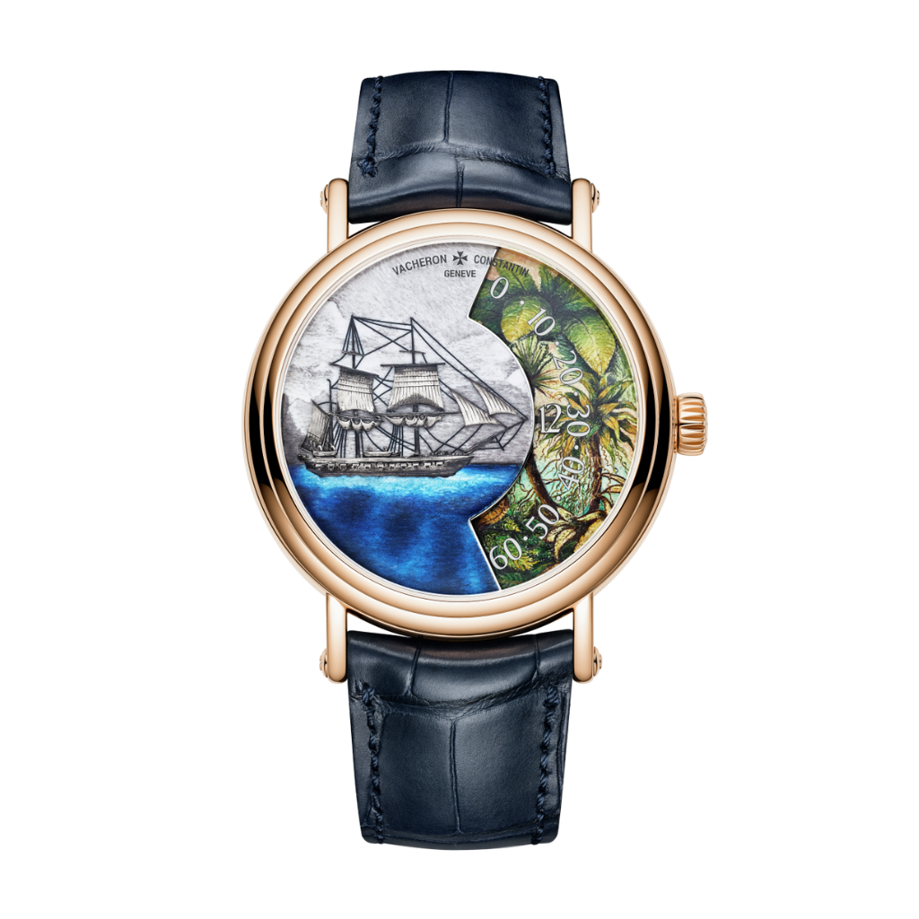 Vacheron Constantin Métiers d'Art Tribute to Explorer Naturalists - Detroit de Magellan 41 mm Silver Dial 18K Pink Gold   Leather Strap 7500U/000R-B992 - WATCHXNYC
