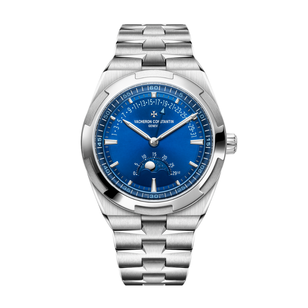 Vacheron Constantin Overseas moon phase retrograde date 41 mm Blue Dial Stainless Steel Bracelet 4000V/210A-B911 - WATCHXNYC