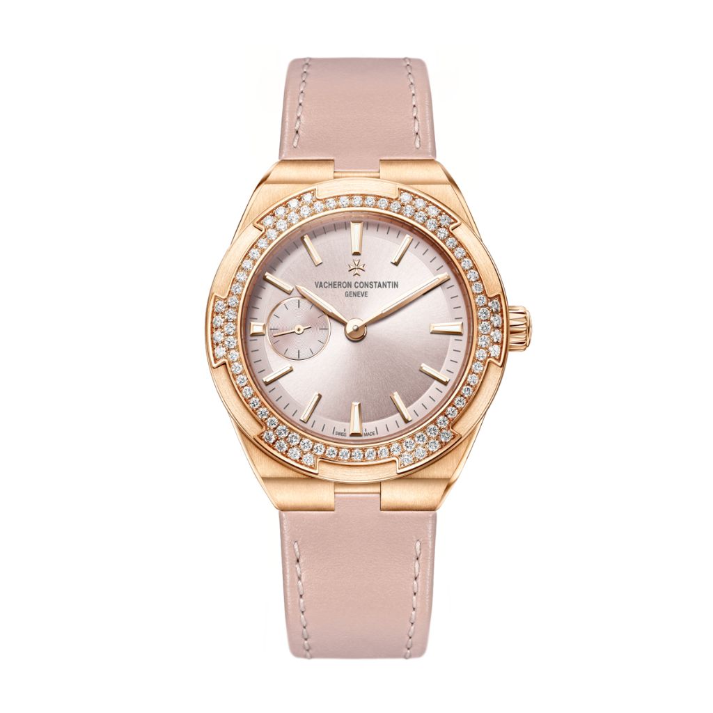 Vacheron Constantin Overseas self-winding 37 mm Pink Dial with Diamonds 18K Pink Gold   Leather Strap 2305V/000R-B077 - WATCHXNYC