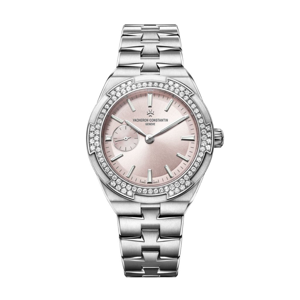 Vacheron Constantin Overseas self-winding 37 mm Pink Dial with Diamonds Stainless Steel Bracelet 2305V/100A-B078 - WATCHXNYC
