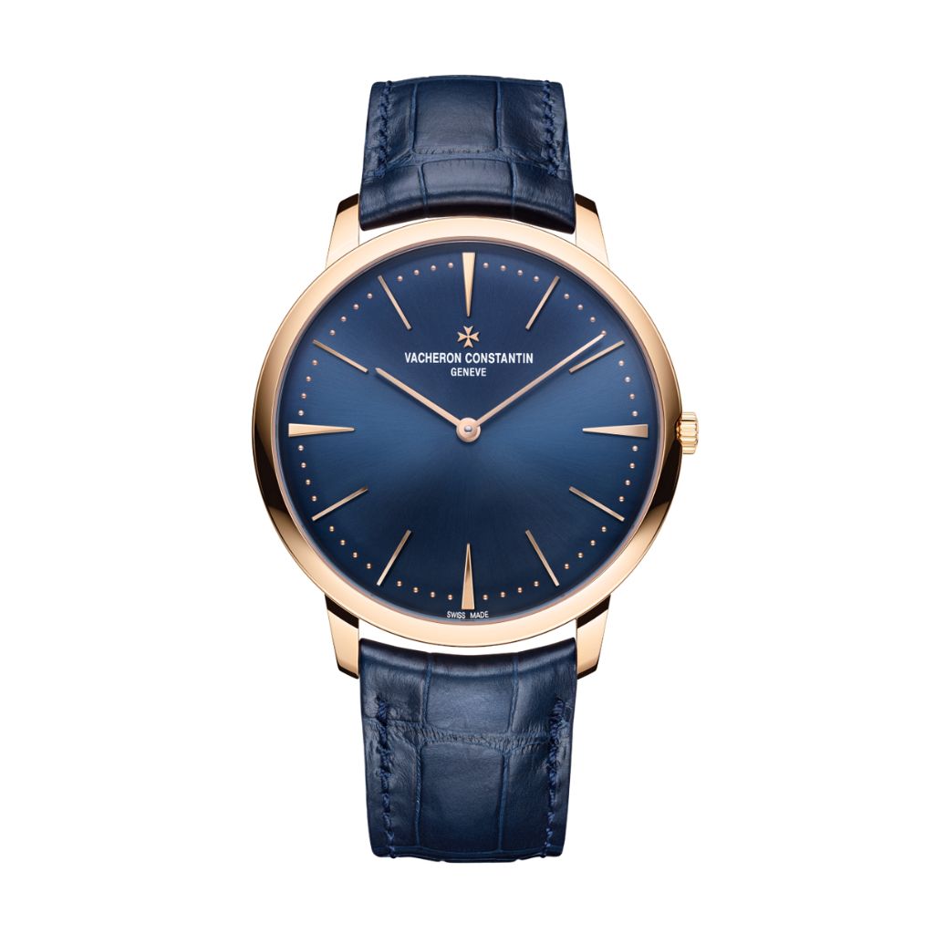 Vacheron Constantin Patrimony manual-winding 40 mm Blue Dial 18K Pink Gold   Leather Strap 81180/000R-B518 - WATCHXNYC