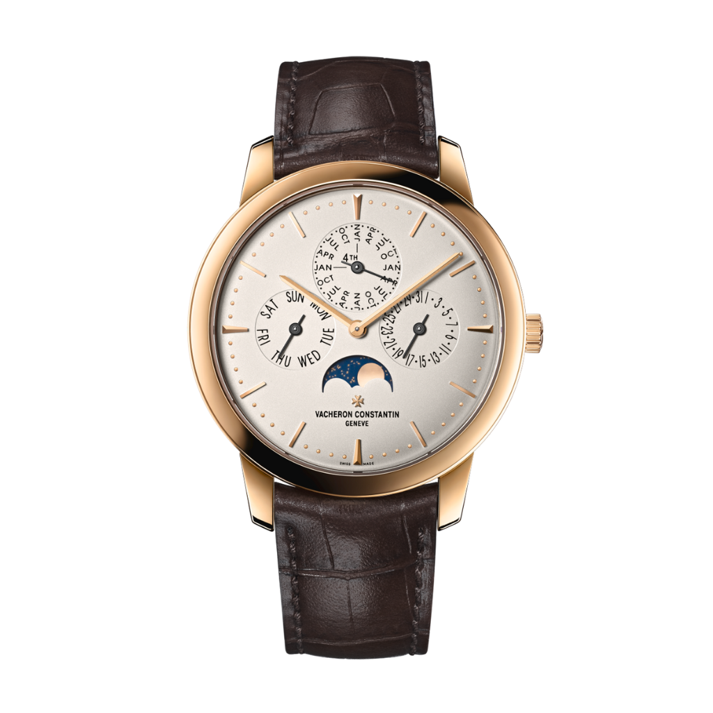 Vacheron Constantin Patrimony perpetual calendar ultra-thin 41 mm Silver Dial 18K Pink Gold   Leather Strap 43175/000R-9687 - WATCHXNYC