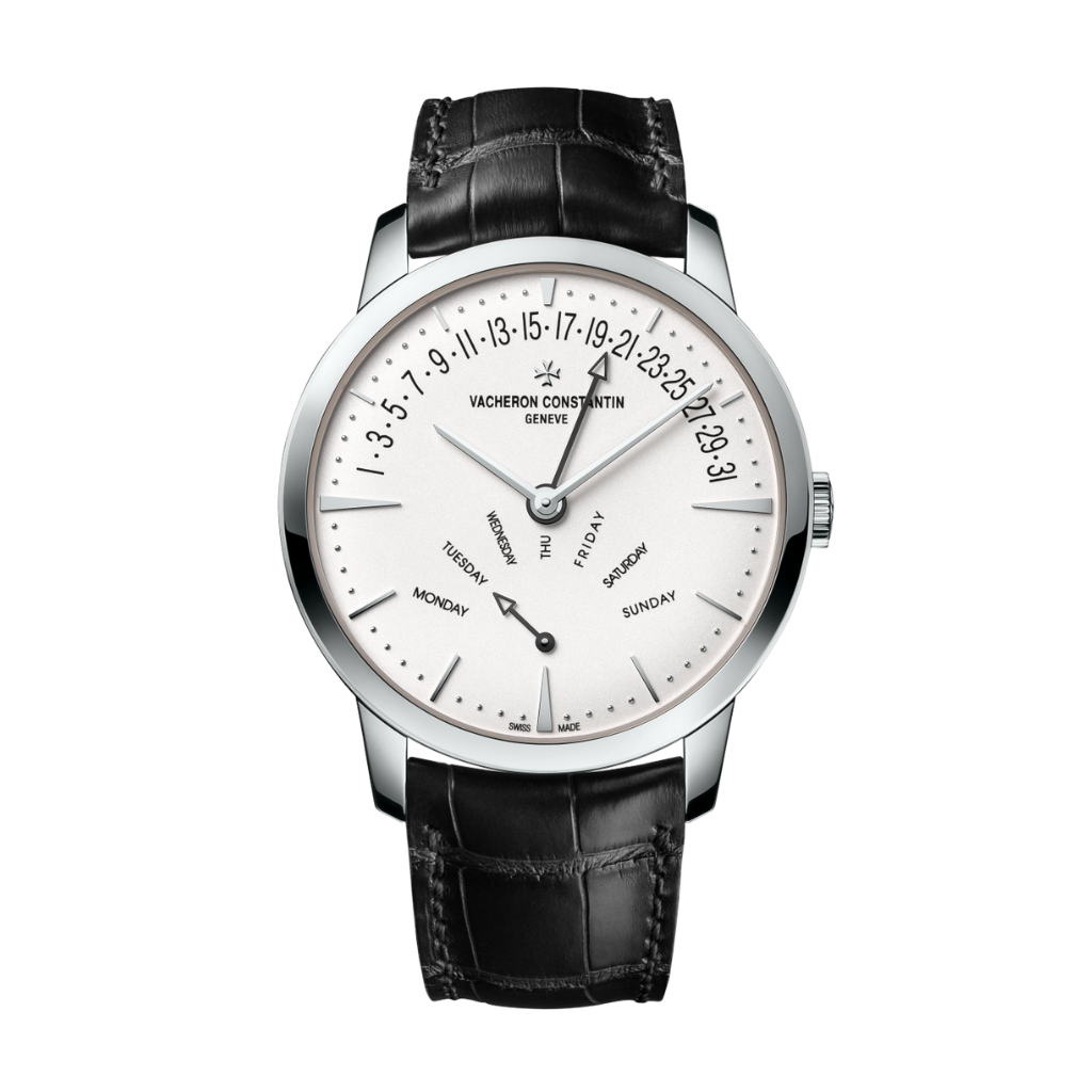 Vacheron Constantin Patrimony retrograde day-date 42.5 mm Silver Dial White Gold   Leather Strap 4000U/000G-B112 - WATCHXNYC