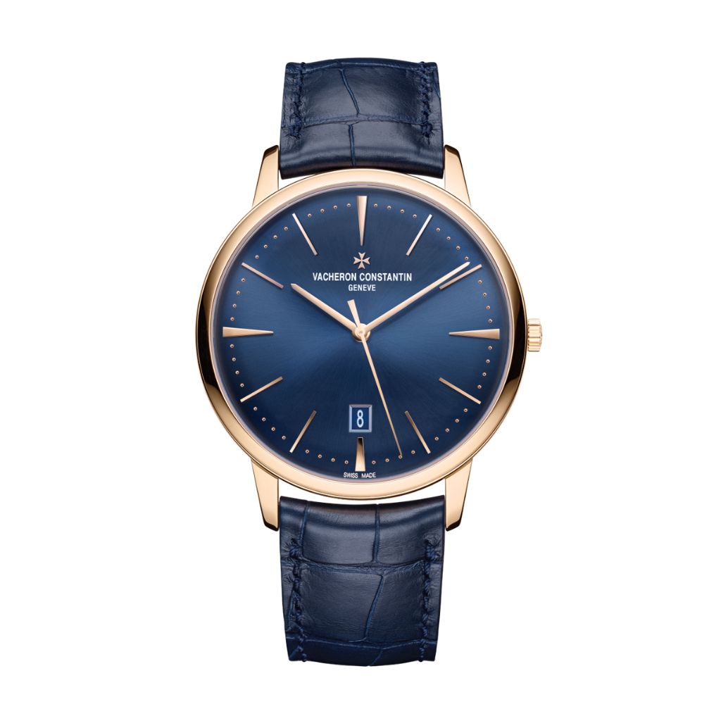 Vacheron Constantin Patrimony self-winding 40 mm Blue Dial 18K Pink Gold   Leather Strap 85180/000R-B515 - WATCHXNYC