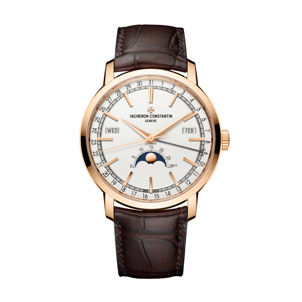 Vacheron Constantin Traditionnelle complete calendar 41 mm Silver Dial 18K Pink Gold   Leather Strap 4010T/000R-B344 - WATCHXNYC