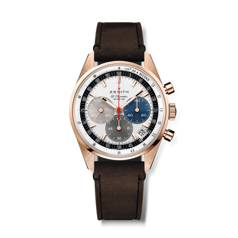 Zenith CHRONOMASTER EP ORIGINAL 38 mm Esfera blanca Correa de piel de becerro en oro rosa de 18 k 18.3200.3600/69.C901