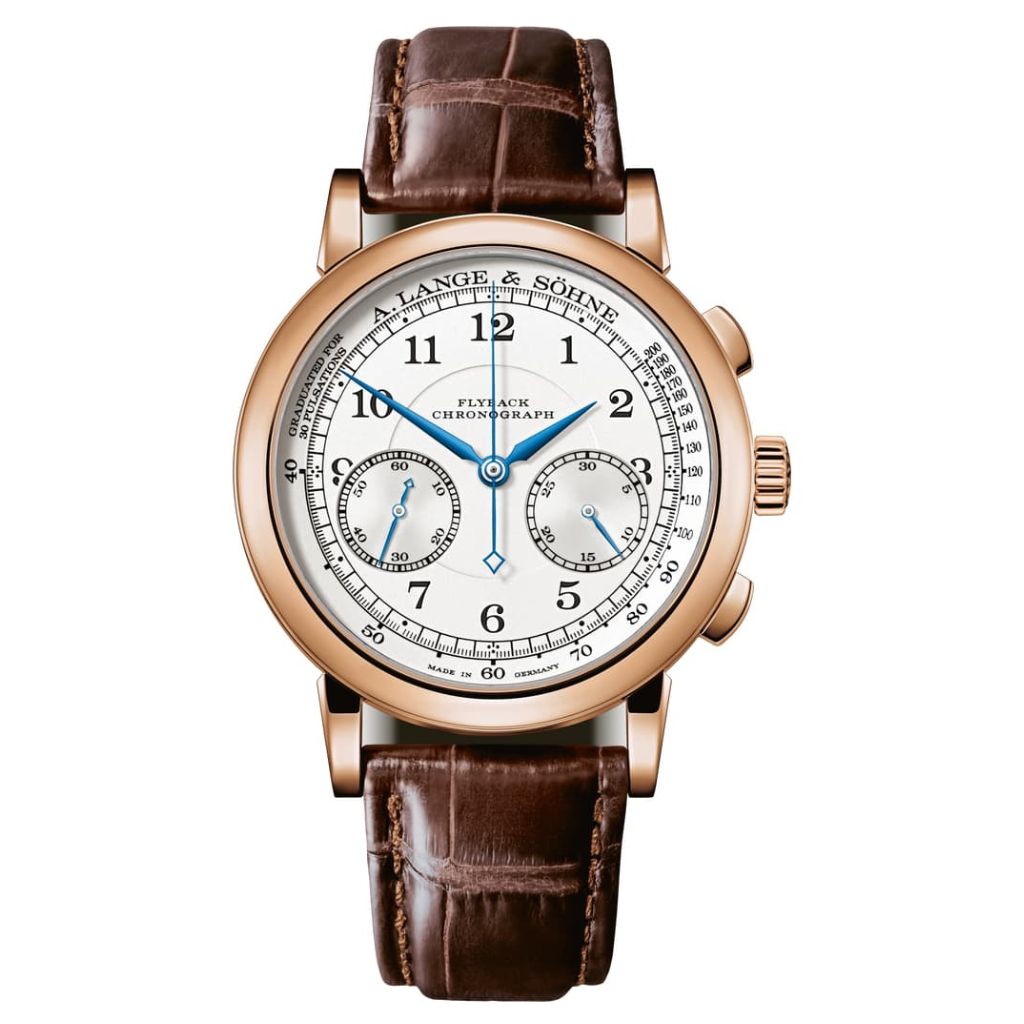 A. Lange & Sohne 1815 Chronograph 39.5 mm Silver Dial 18K Pink Gold   Leather Strap 414.032 / LSLS4144AG - WATCHXNYC