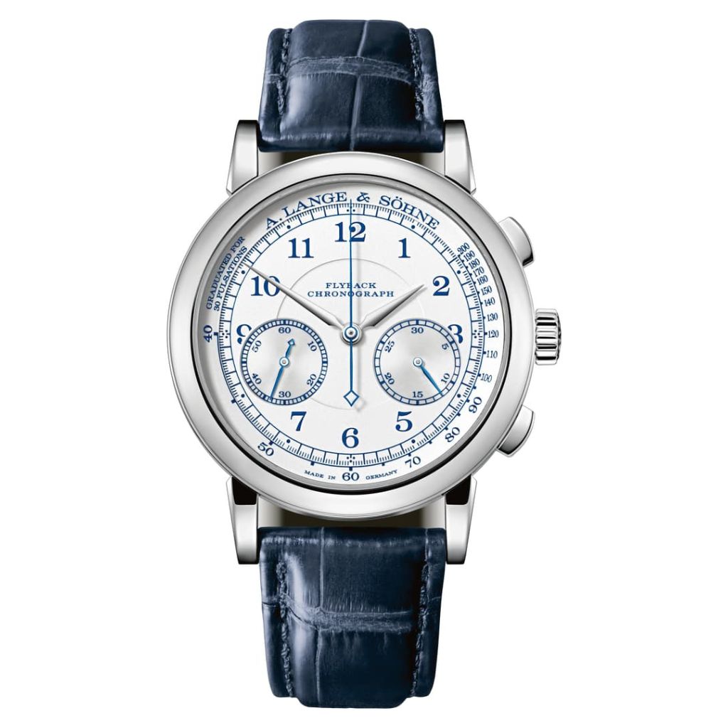 A. Lange & Sohne 1815 Chronograph 39.5 mm Silver Dial 18k White Gold   Leather Strap 414.026 / LSLS4143AA - WATCHXNYC
