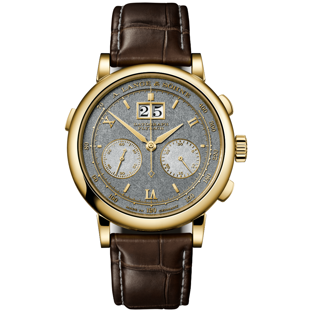 A. Lange & Sohne DATOGRAPH HANDWERKSKUNST 41 mm Grey Dial 18-Carat Yellow Gold   Leather Strap 405.048F / LSLS4051AB - WATCHXNYC