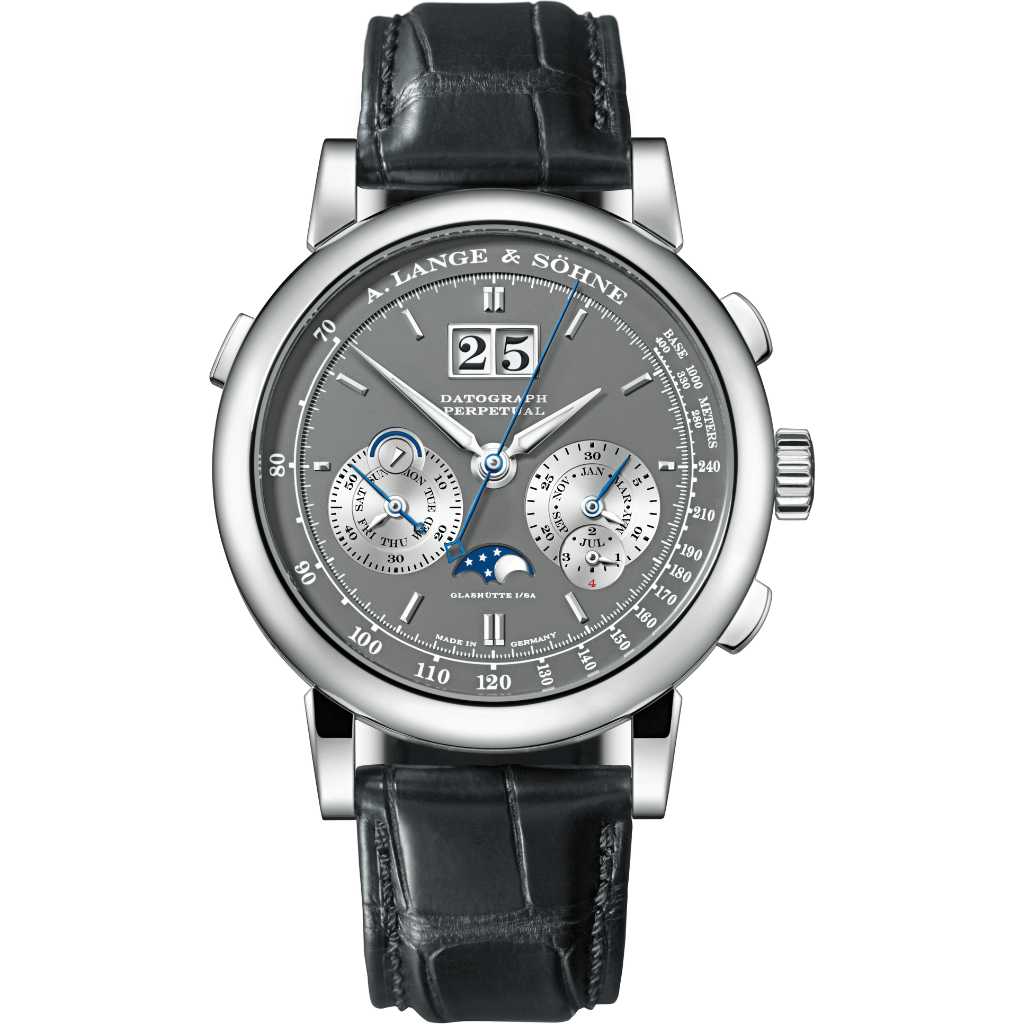 A. Lange & Sohne DATOGRAPH PERPETUAL 41 mm Light-Grey Dial 18-Carat White Gold   Leather Strap 410.038 E / LSLS4103AB - WATCHXNYC