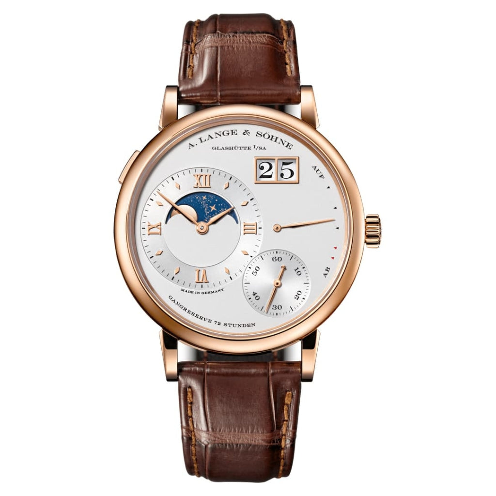 A. Lange & Sohne GRAND LANGE 1 MOON PHASE 41 mm Silver Dial 18K Pink Gold   Leather Strap 139.032 / LSLS1394AA - WATCHXNYC