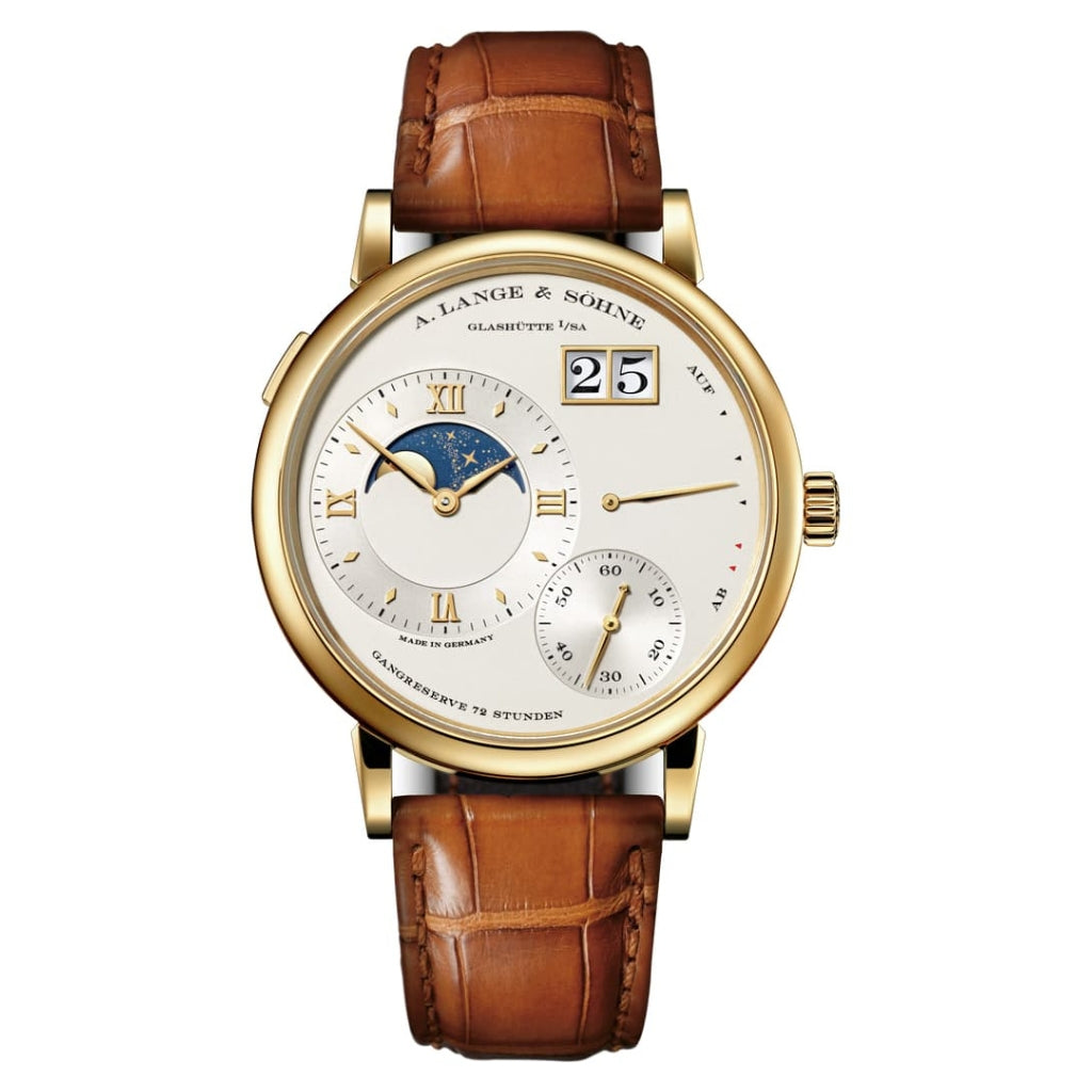 A. Lange & Sohne GRAND LANGE 1 MOON PHASE 41 mm Silver Dial 18k Yellow Gold   Leather Strap 139.021 / LSLS1391AA - WATCHXNYC
