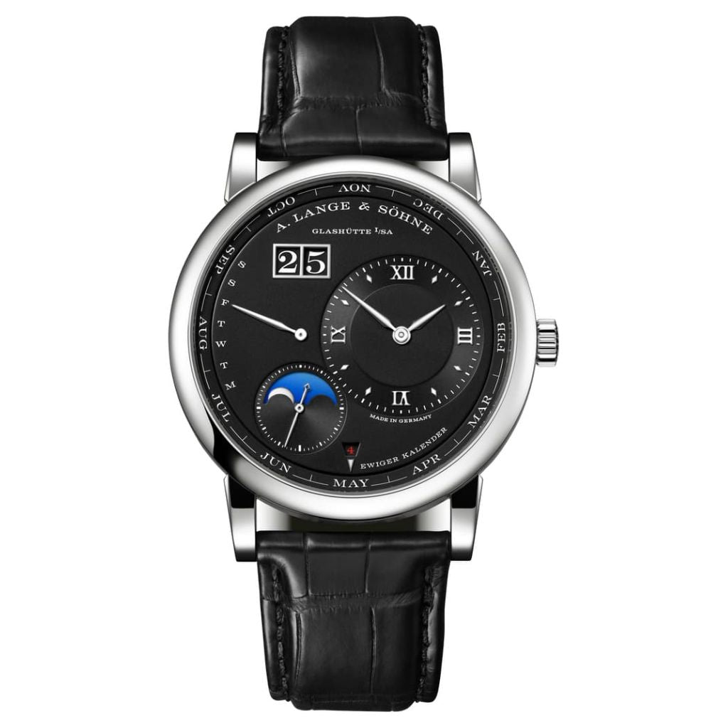 A. Lange & Sohne LANGE 1 PERPETUAL CALENDAR 41.9 mm Black Dial Platinum   Leather Strap 345.036 E / LSLS3452AA - WATCHXNYC