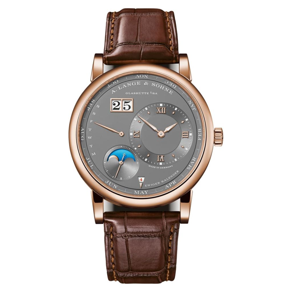 A. Lange & Sohne LANGE 1 PERPETUAL CALENDAR 41.9 mm Grey Dial 18K Pink Gold   Leather Strap 345.033 E / LSLS3454AG - WATCHXNYC