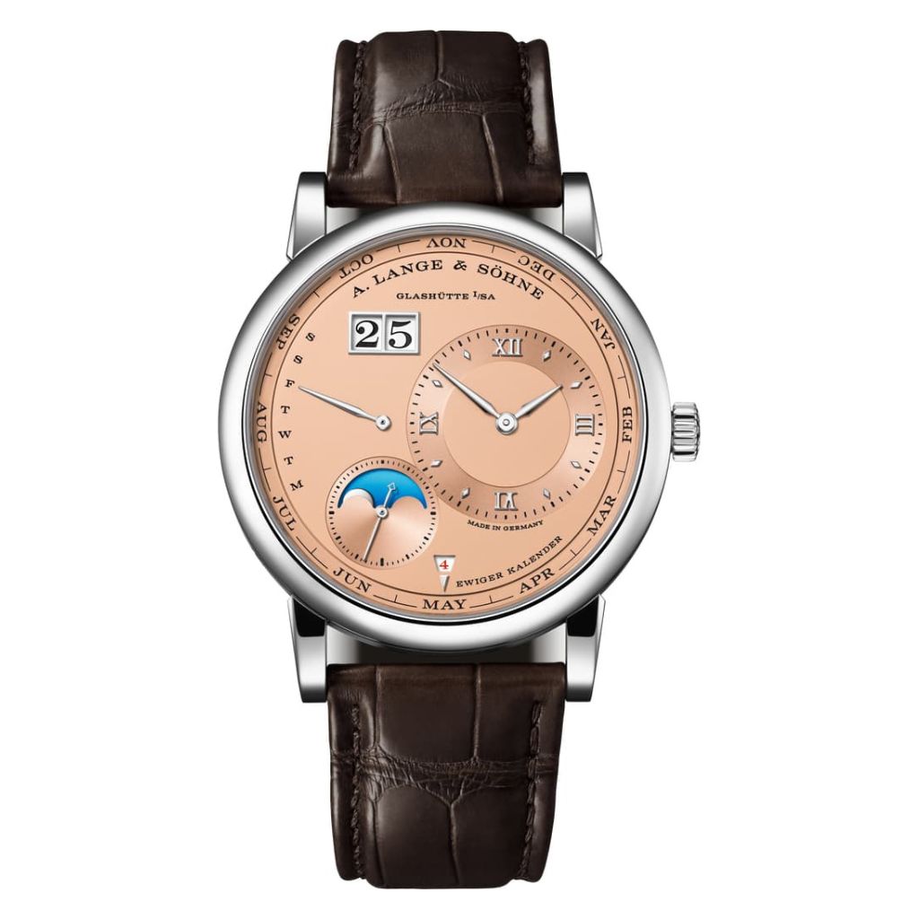 A. Lange & Sohne LANGE 1 PERPETUAL CALENDAR 41.9 mm Pink Dial 18K White Gold   Leather Strap 345.056 E / LSLS3453AA - WATCHXNYC
