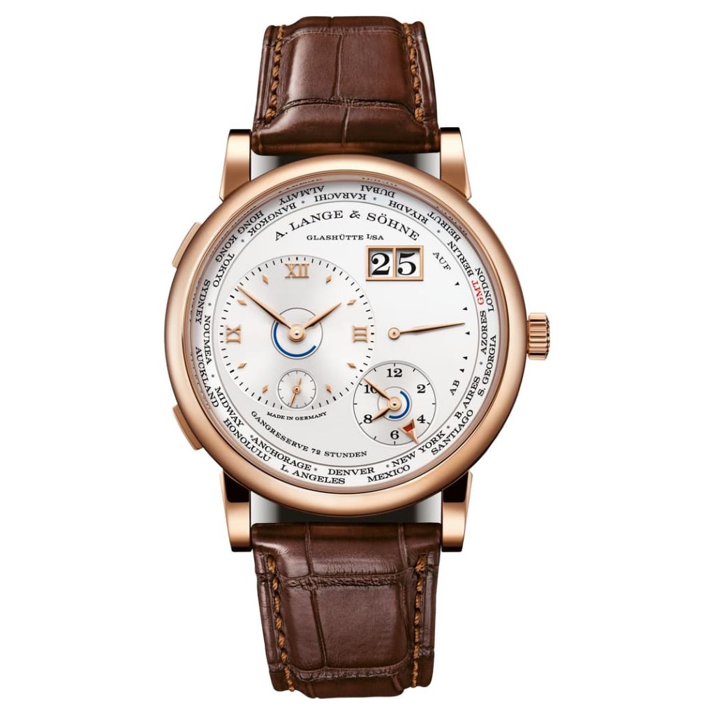 A. Lange & Sohne LANGE 1 TIME ZONE 41.9 mm Silver Dial 18K Pink Gold   Leather Strap 136.032 / LSLS1364AA - WATCHXNYC