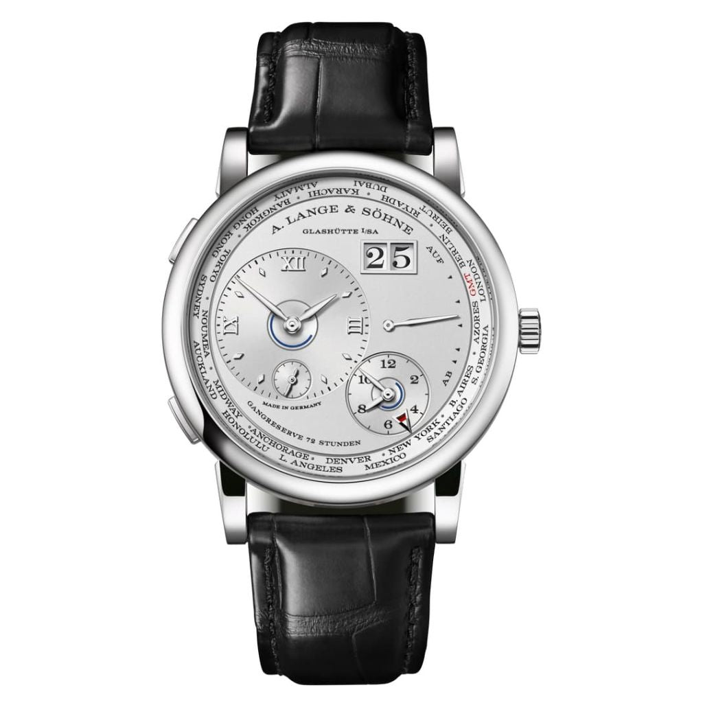 A. Lange & Sohne LANGE 1 TIME ZONE 41.9 mm Silver Dial Platinum   Leather Strap 136.025 / LSLS1362AA - WATCHXNYC