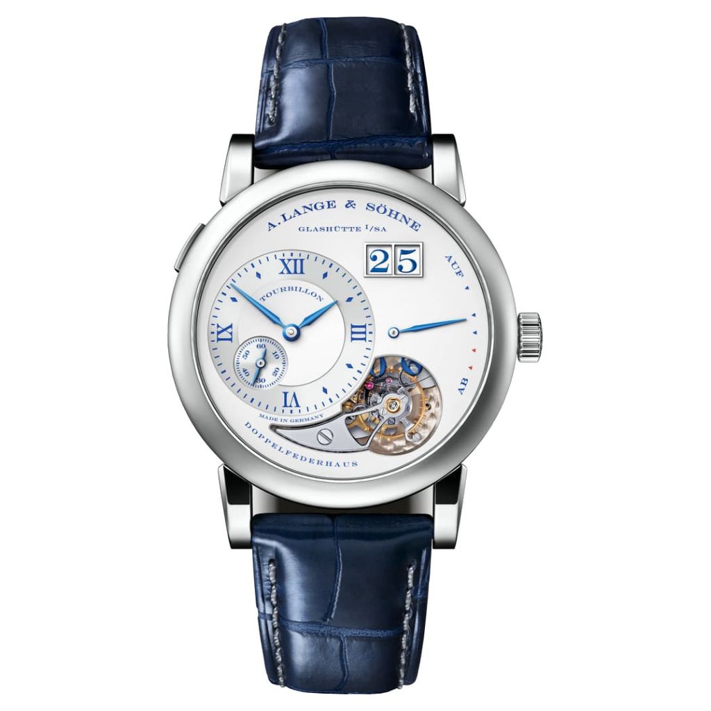 A. Lange &amp; Sohne LANGE 1 TOURBILLON “25th Anniversary” 38.5 mm Silver Dial 18k White Gold   Leather Strap 722.066F / LSLS7223AV - WATCHXNYC