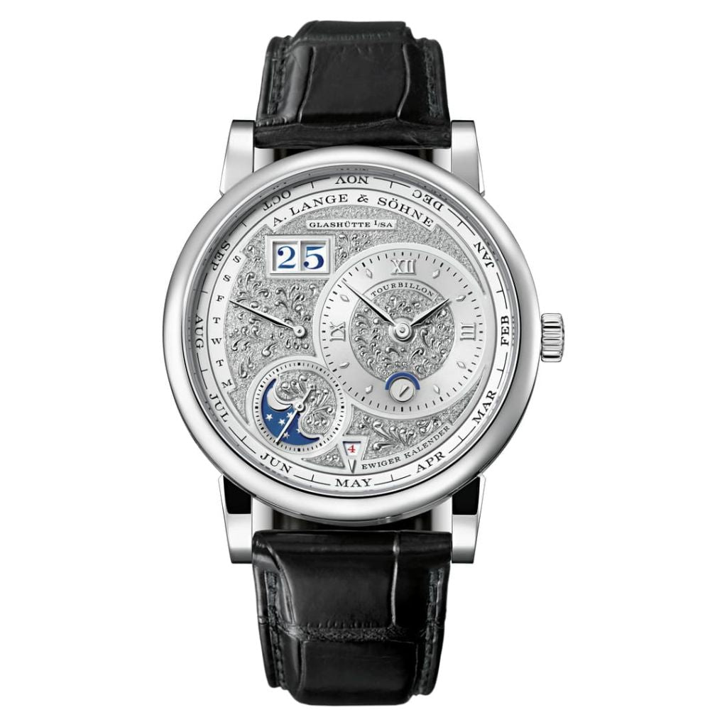 A. Lange &amp; Sohne LANGE 1 TOURBILLON PERPETUAL CALENDAR HANDWERKSKUNST 41.9 mm Silver Dial Platinum   Leather Strap 720.048FE / LSLS7202AN - WATCHXNYC
