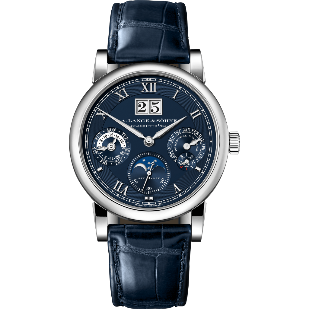 A. Lange & Sohne LANGEMATIK PERPETUAL 38.5 mm Dark Blue  Dial 18-Carat White Gold   Leather Strap 310.028 E / LSLS3103AG - WATCHXNYC