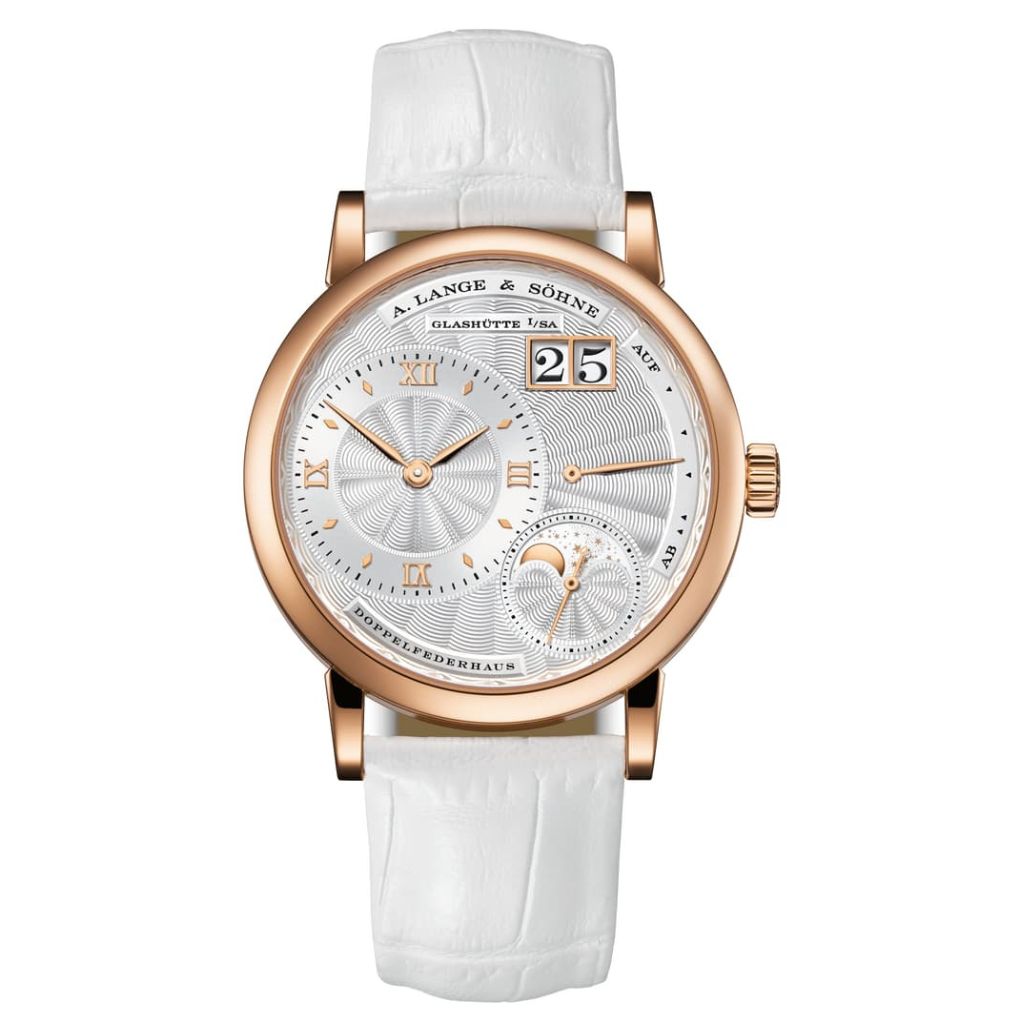 A. Lange & Sohne LITTLE LANGE 1 MOON PHASE 36.8 mm Silver Dial 18K Pink Gold   Leather Strap 182.030 / LSLS1824AA - WATCHXNYC