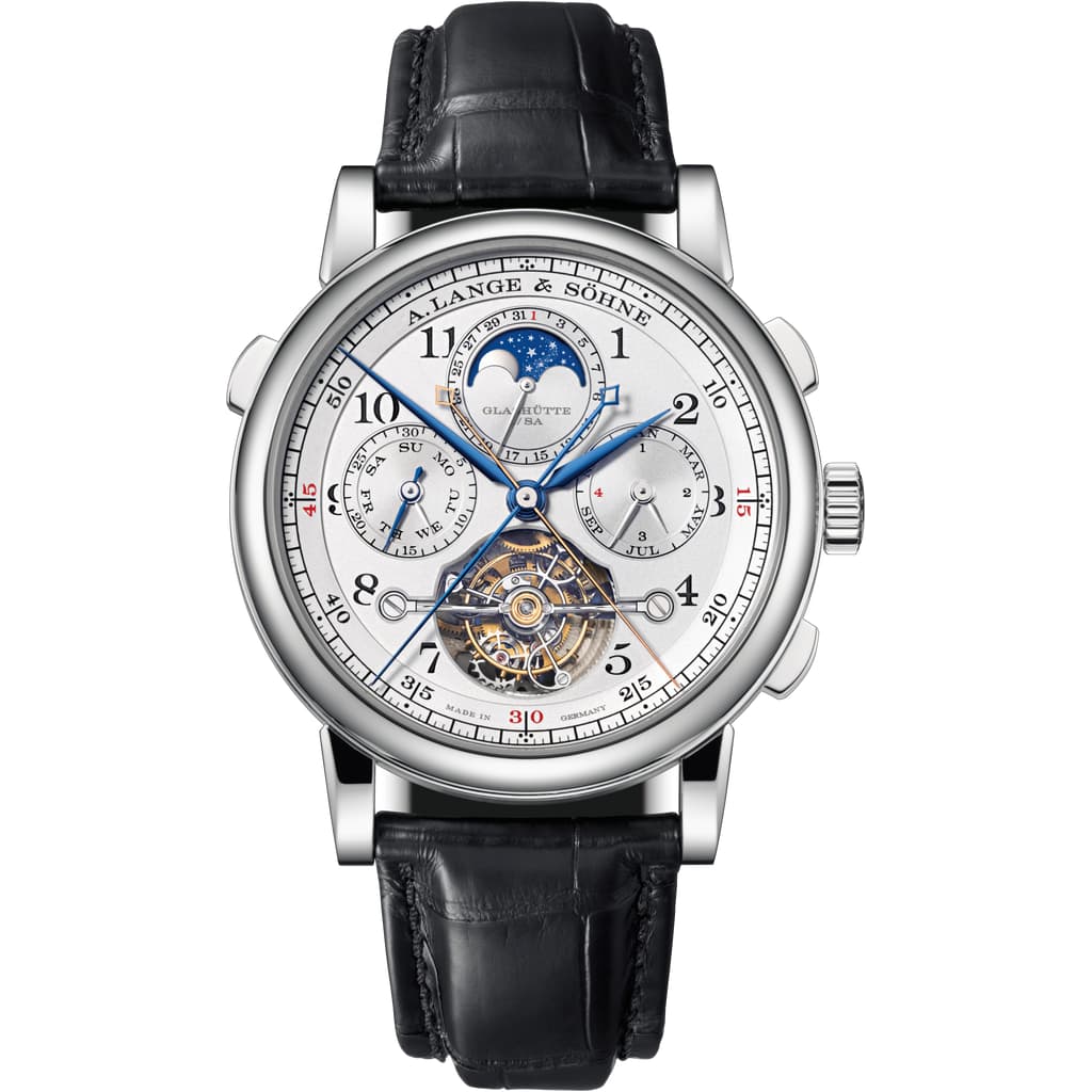 A. Lange & Sohne Tourbograph Perpetual “Pour Le Mérite” 43 mm Silver Dial Platinum   Leather Strap 706.025FE / LSLS7062AC - WATCHXNYC