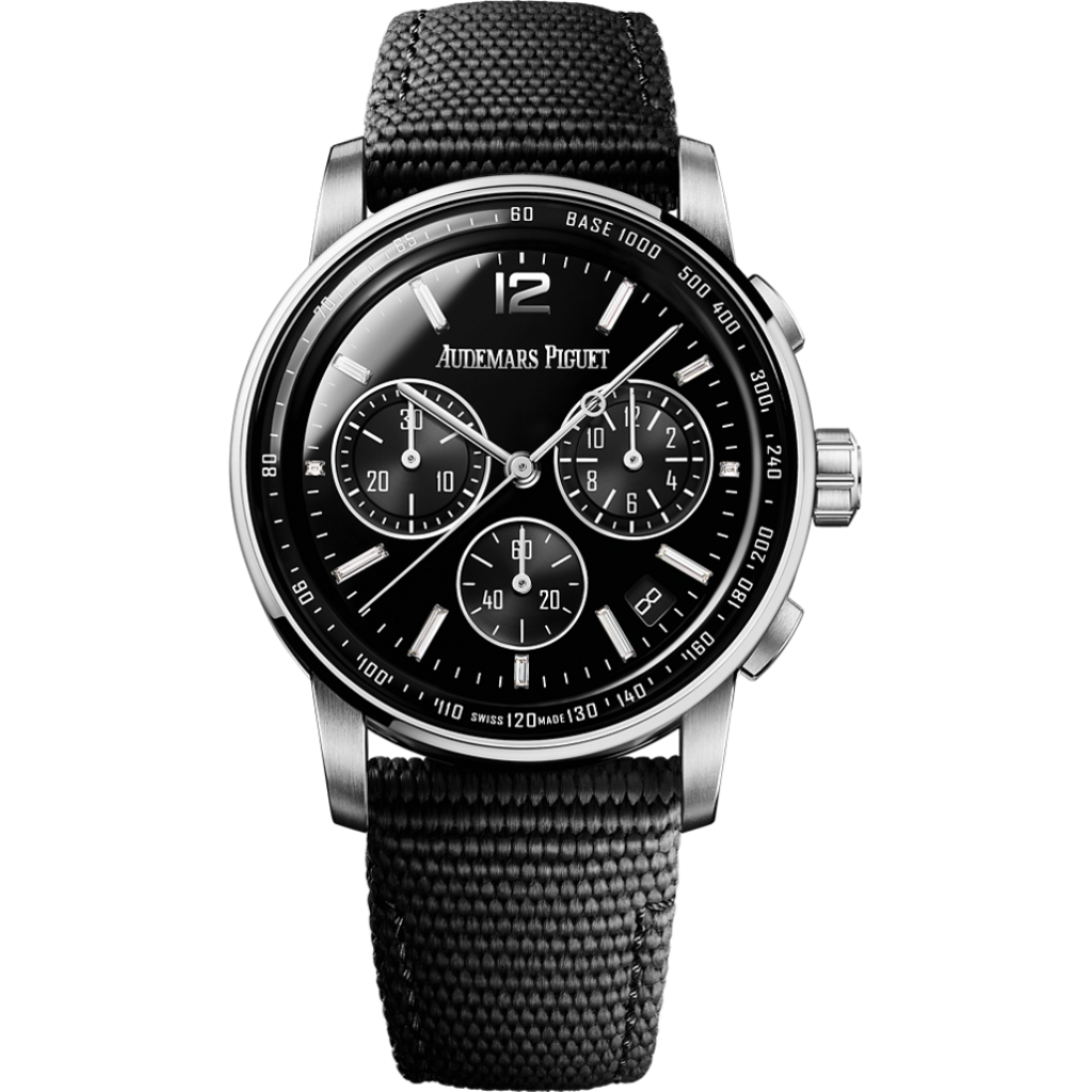 Audemars Piguet Code 11.59 by Audemars Piguet Selfwinding Chronograph 41 mm Black Dial with Diamonds 18-Carat White Gold Rubber-Coated Strap 26393BC.OO.A002KB.02 - WATCHXNYC