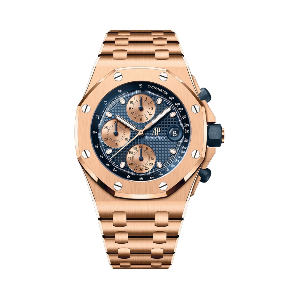 Audemars Piguet Royal Oak Offshore Selfwinding Chronograph 42 mm Blue Dial 18-Carat Pink Gold Bracelet 26238OR.OO.2000OR.01 - WATCHXNYC