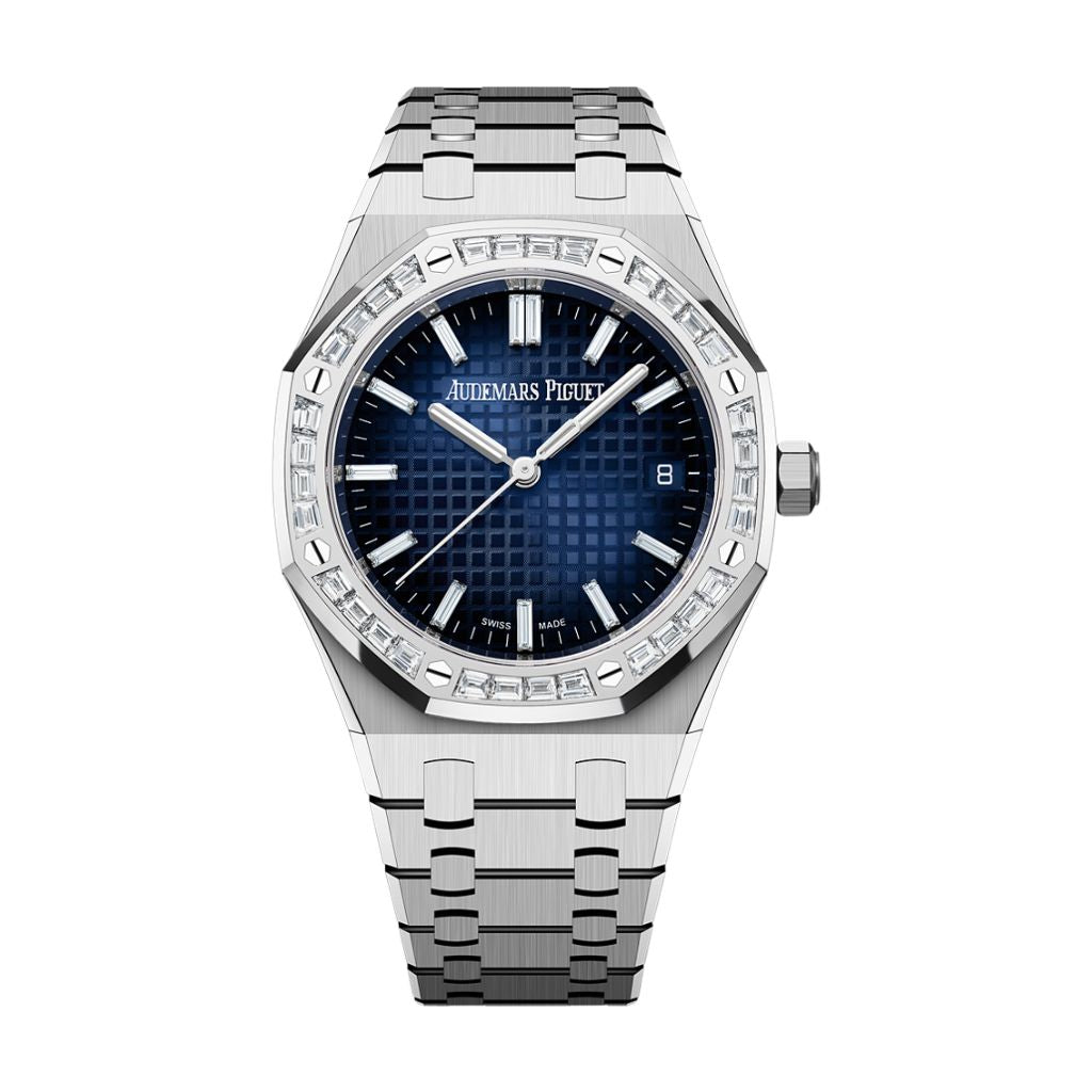 Audemars Piguet Royal Oak Selfwinding 34 mm Blue Dial with Diamonds 18-Carat White Gold Bracelet 77451BC.ZZ.1361BC.01 - WATCHXNYC