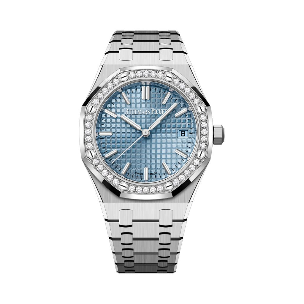 Audemars Piguet Royal Oak Selfwinding 34 mm Light Blue Dial with Diamonds Stainless Steel Bracelet 77451ST.ZZ.1361ST.03 - WATCHXNYC
