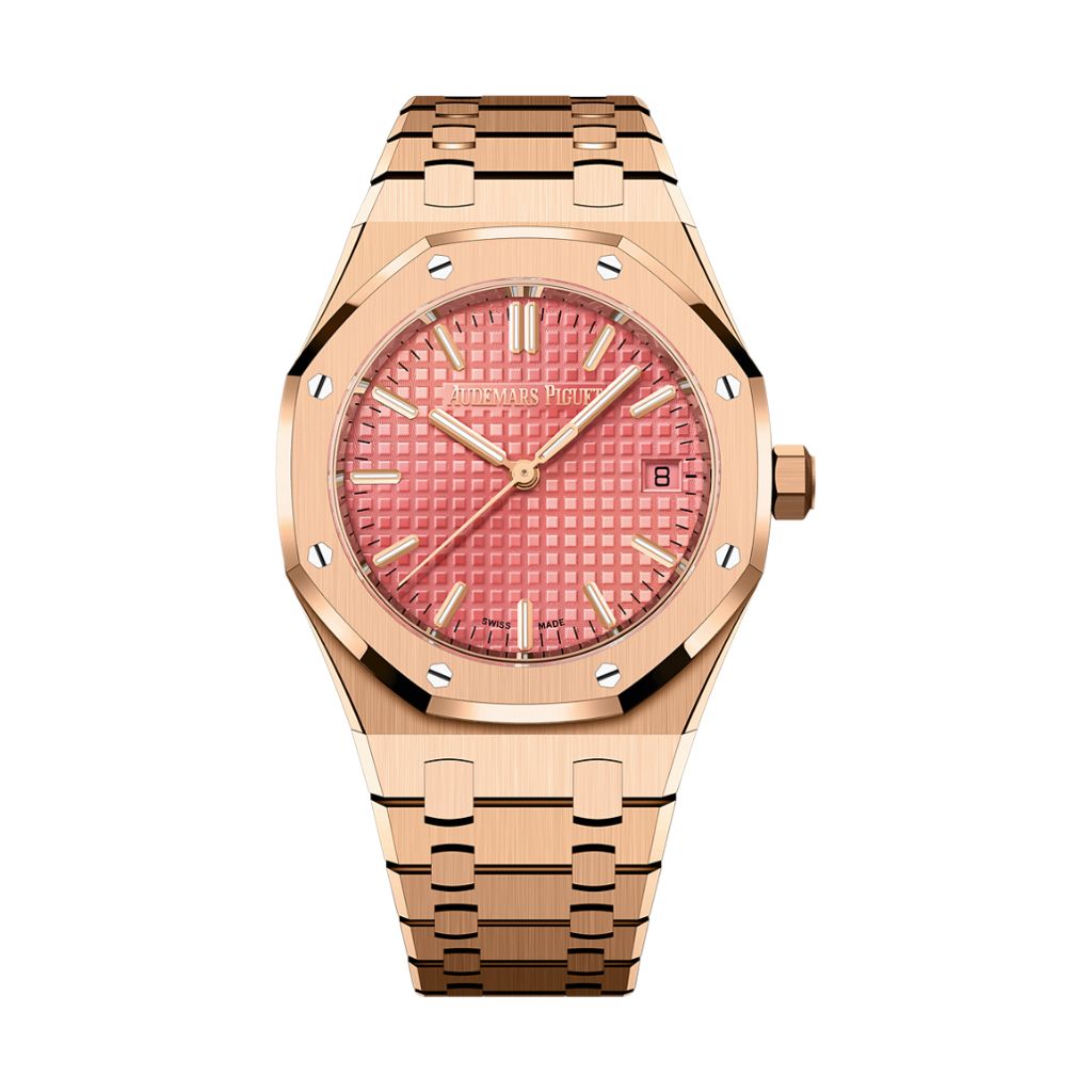 Audemars Piguet Royal Oak Selfwinding 34 mm Pink Dial 18-Carat Pink Gold Bracelet 77450OR.OO.1361OR.01 - WATCHXNYC