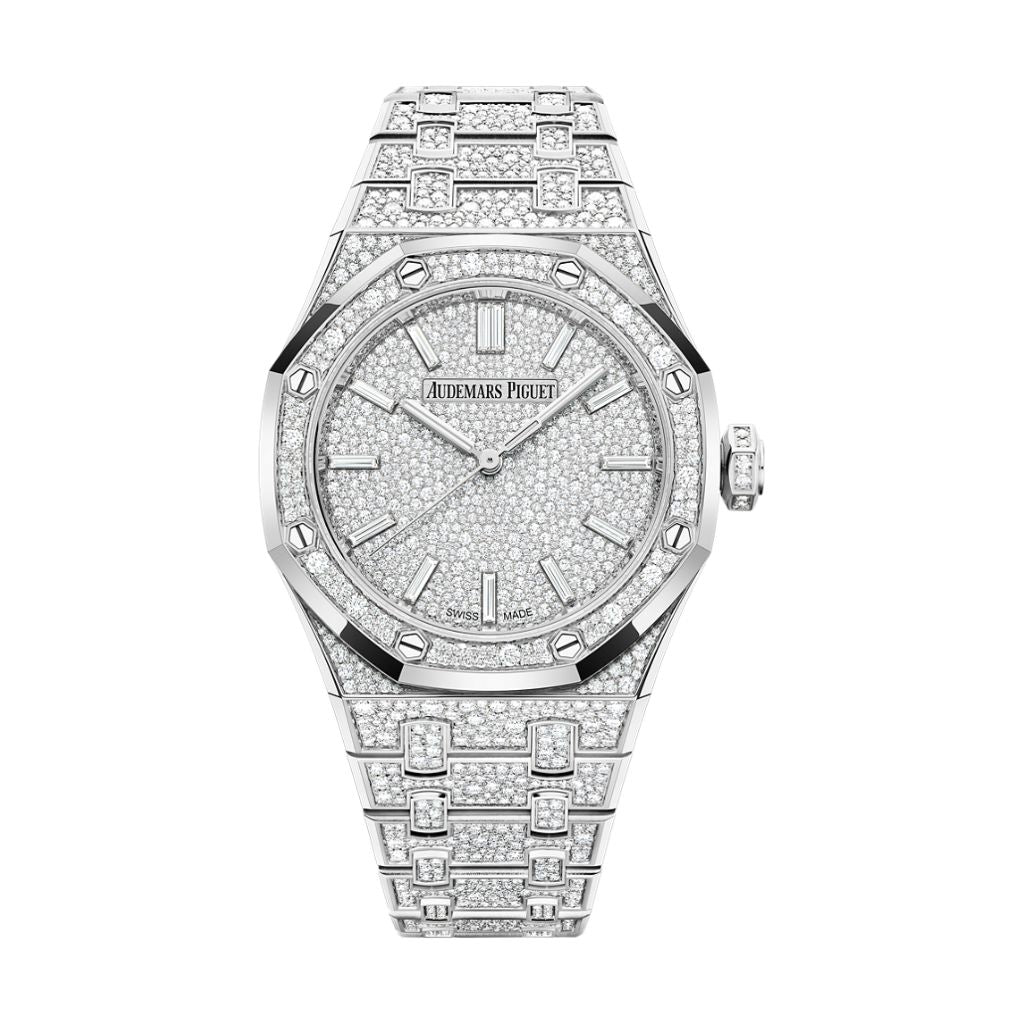 Audemars Piguet Royal Oak Selfwinding 37 mm Diamond Paved Dial 18-Carat White Gold Bracelet 15552BC.ZZ.1358BC.01 - WATCHXNYC