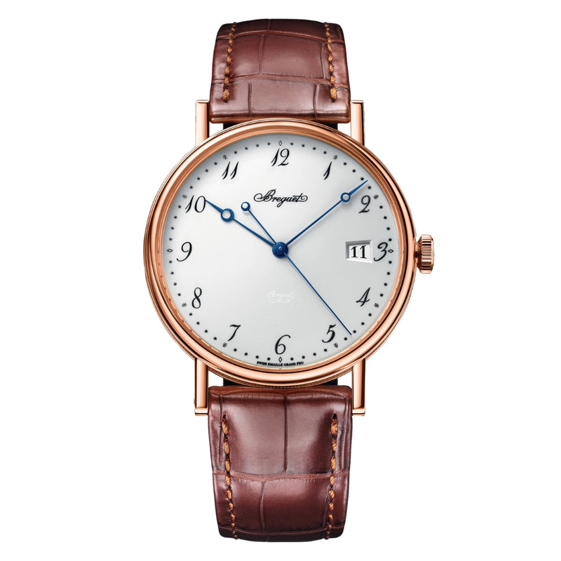 Breguet Classique 5177 38 mm Esfera plateada Correa de piel de aligátor en oro rosa de 18 quilates 5177BR/29/9V6